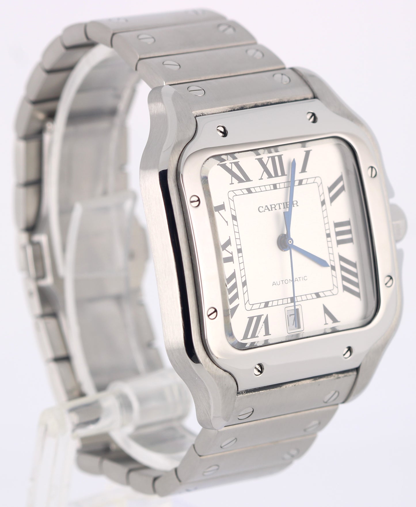 Cartier Santos Stainless Steel Silver Roman Numeral 39.8mm 4072 Watch