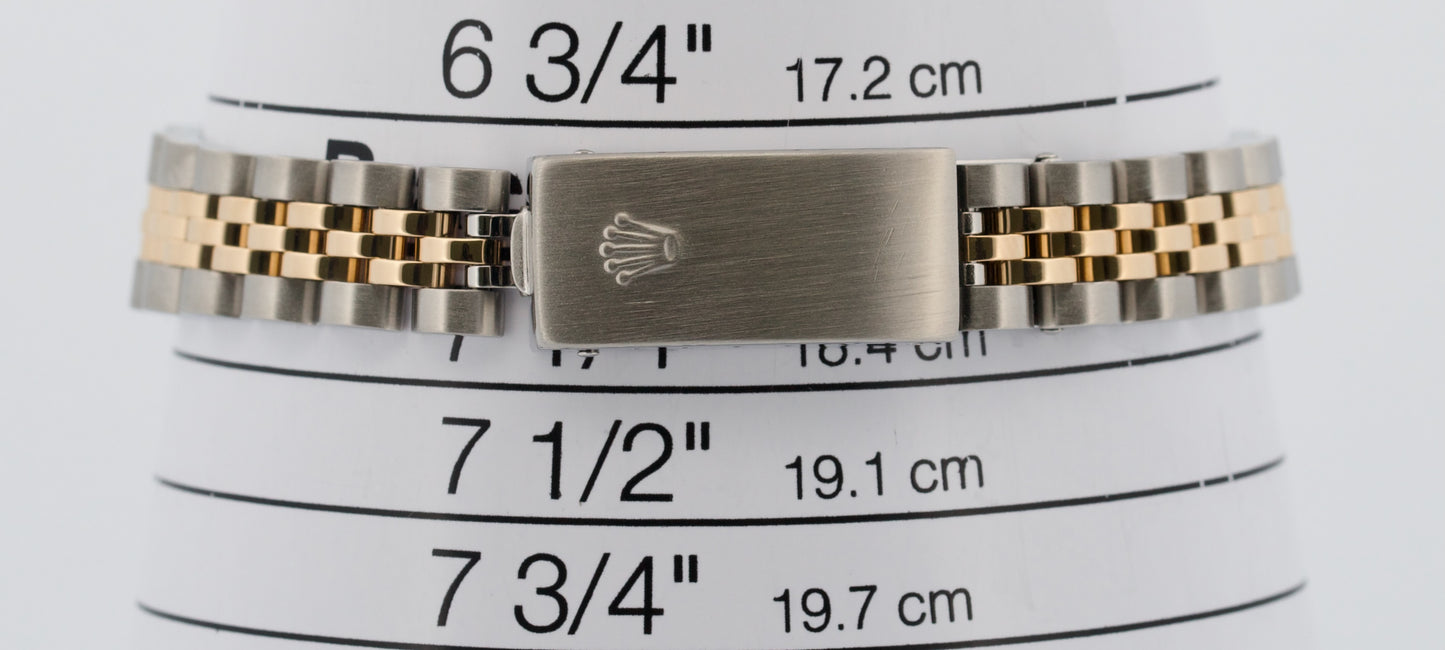 PAPERS Ladies Rolex DateJust IVORY ROMAN PYRAMID 18K 26mm JUBILEE 79173 BOX