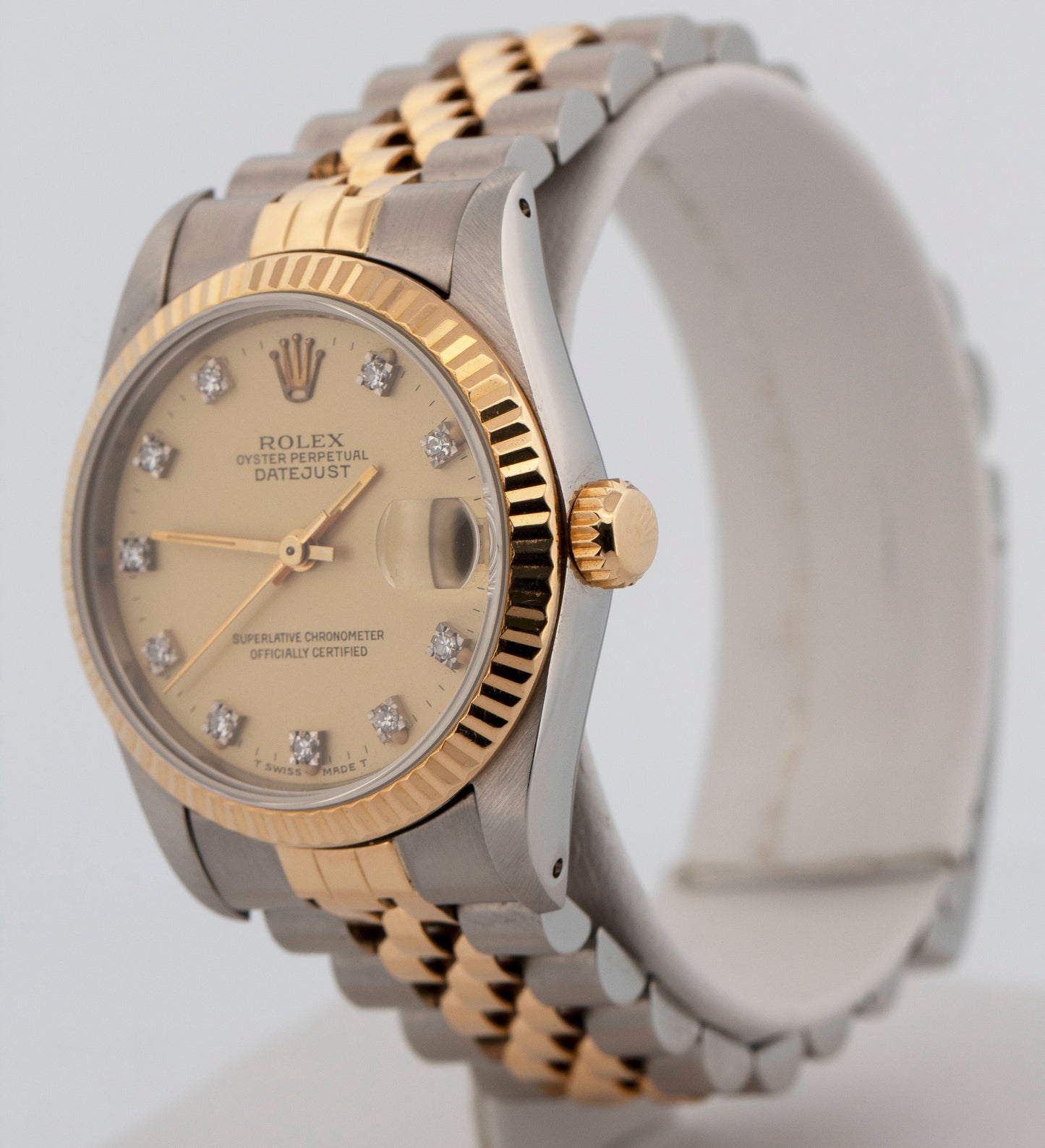 Rolex DateJust Midsize DIAMOND CHAMPAGNE Two-Tone Gold Steel 31mm 68273 Watch