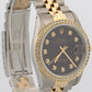1991 Rolex DateJust 36mm BLACK DIAMOND Two-Tone 18K Gold Steel JUBILEE 16233