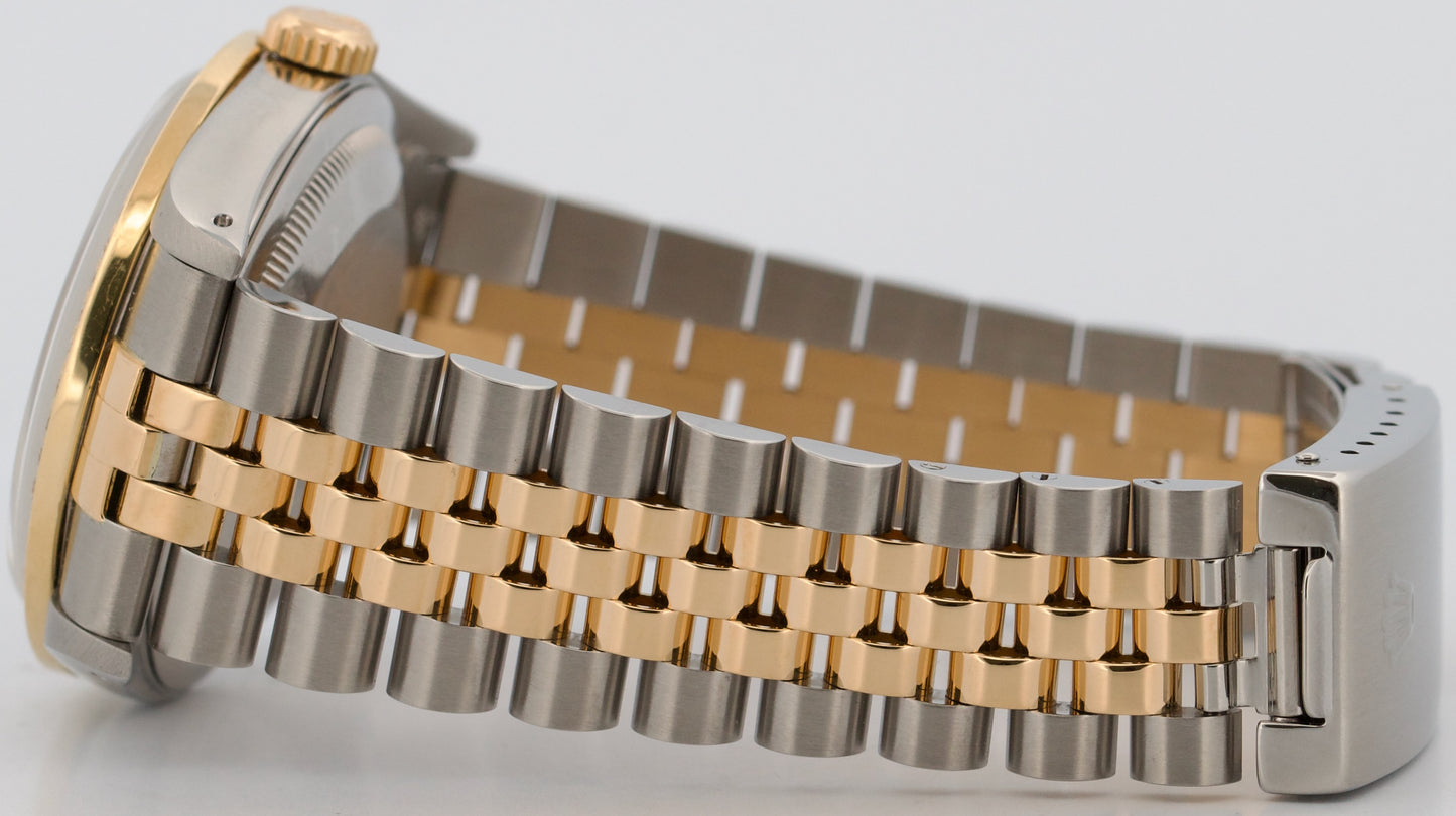 1991 Rolex DateJust 36mm BLACK DIAMOND Two-Tone 18K Gold Steel JUBILEE 16233