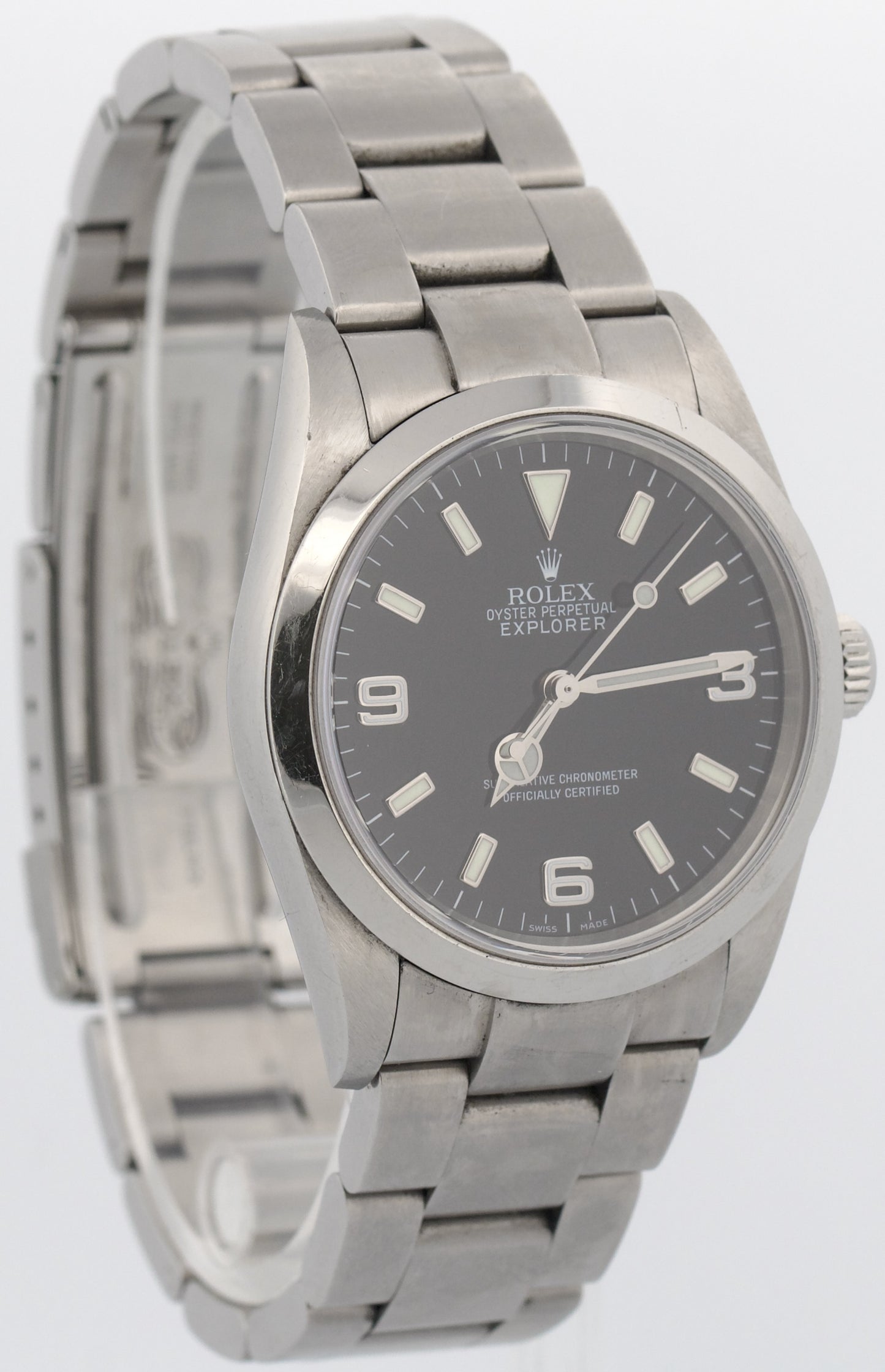 UNPOLISHED PAPERS Rolex Explorer I Black 36mm 3-6-9 Stainless MK2 114270 BOX