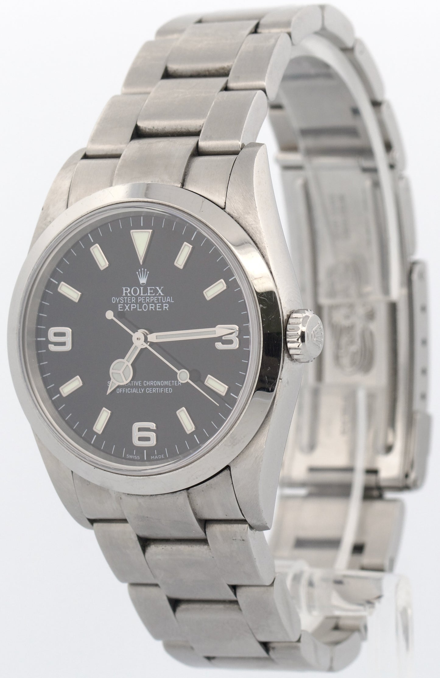 UNPOLISHED PAPERS Rolex Explorer I Black 36mm 3-6-9 Stainless MK2 114270 BOX