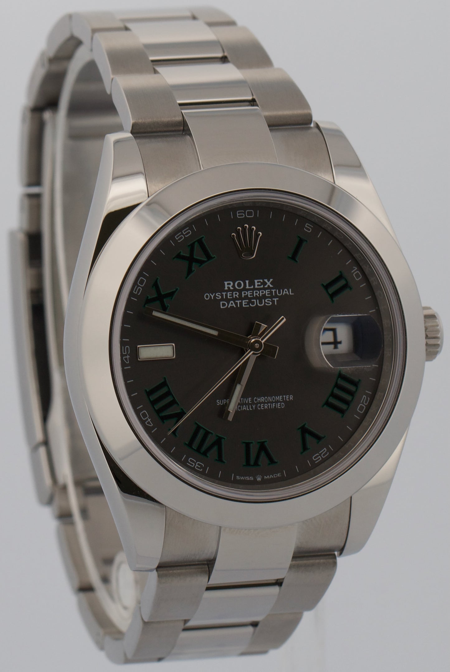 PAPERS Rolex DateJust WIMBLEDON Rhodium Steel Roman 41mm OYSTER 126300 Watch BOX