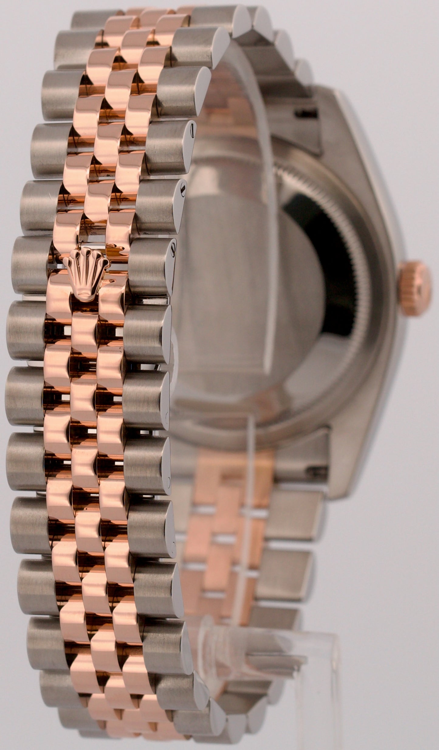 Rolex DateJust 36mm WHITE 18K Rose Gold Steel RED ROULETTE Jubilee 116201 Watch