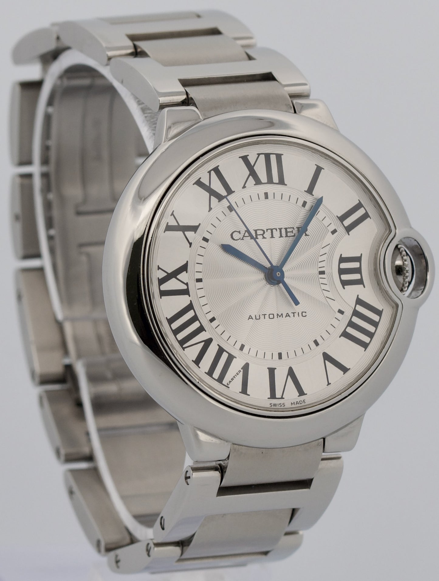 Ladies Cartier Ballon Bleu SILVER GUILLOCHE Stainless 36mm 3284 W6920046 Watch