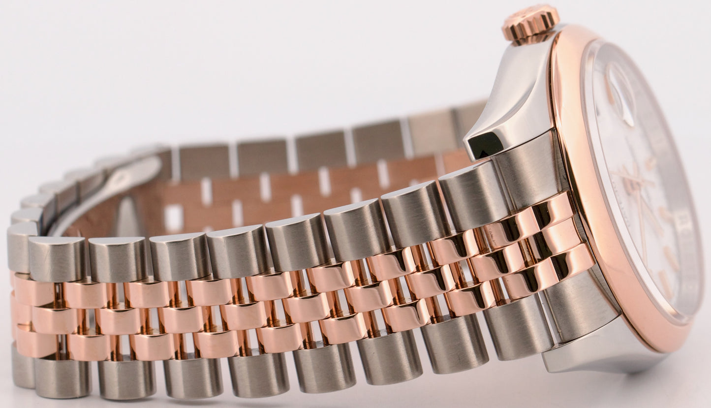 Rolex DateJust 36mm WHITE 18K Rose Gold Steel RED ROULETTE Jubilee 116201 Watch
