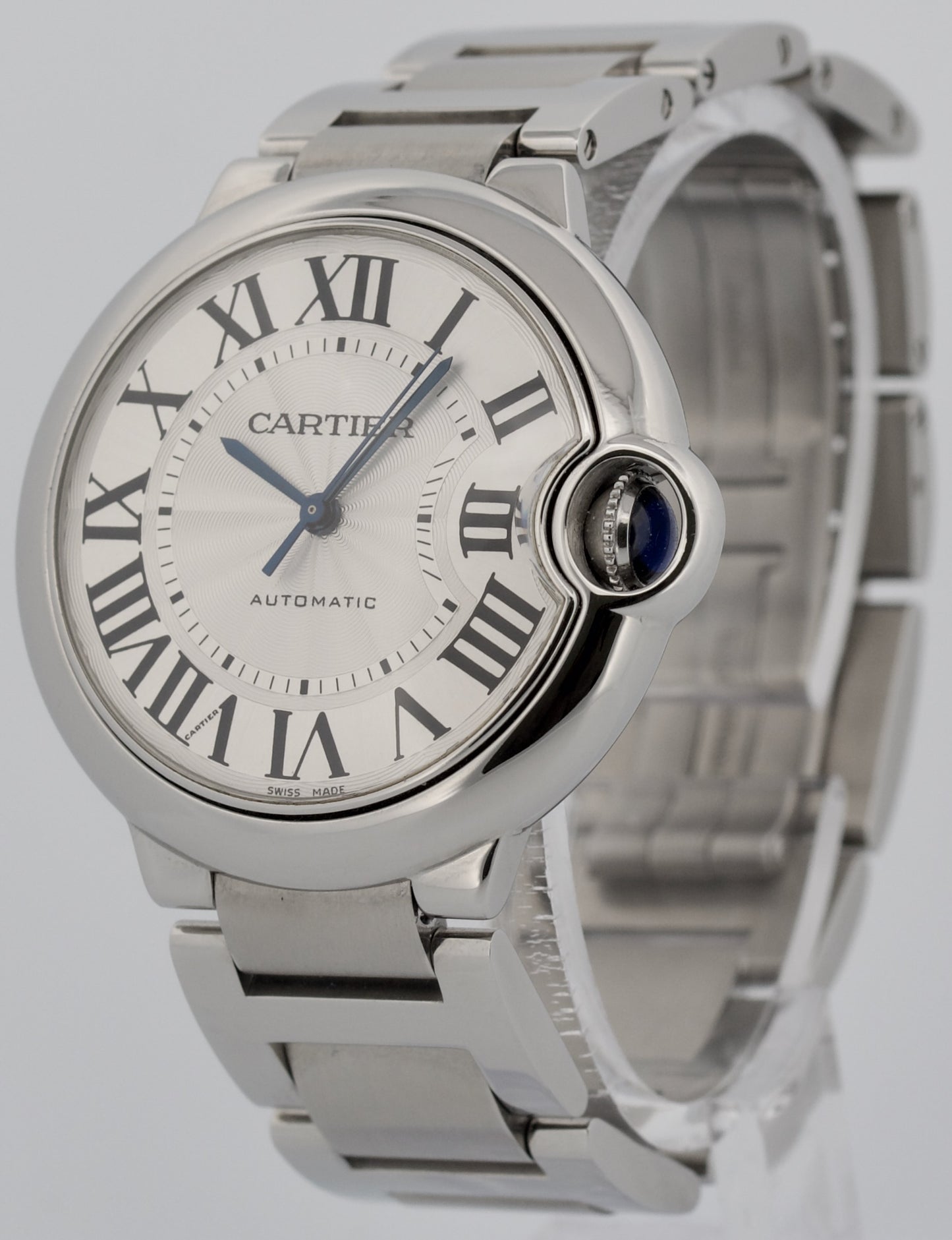 Ladies Cartier Ballon Bleu SILVER GUILLOCHE Stainless 36mm 3284 W6920046 Watch
