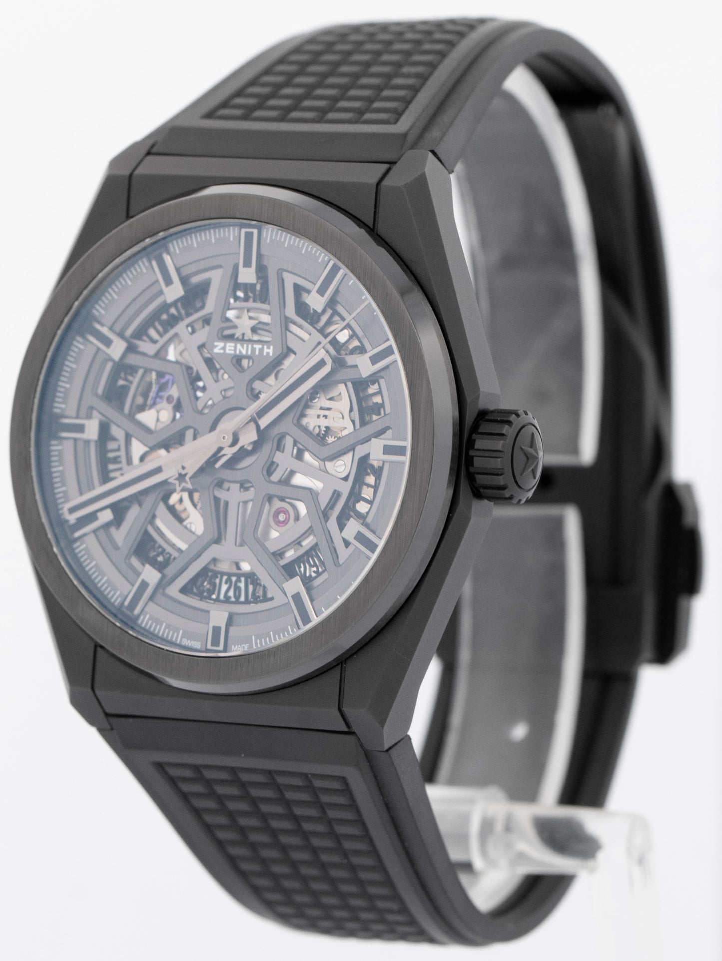 MINT Zenith Defy Classic Black Ceramic Skeleton 41mm Watch 49.9000.670/77.R782