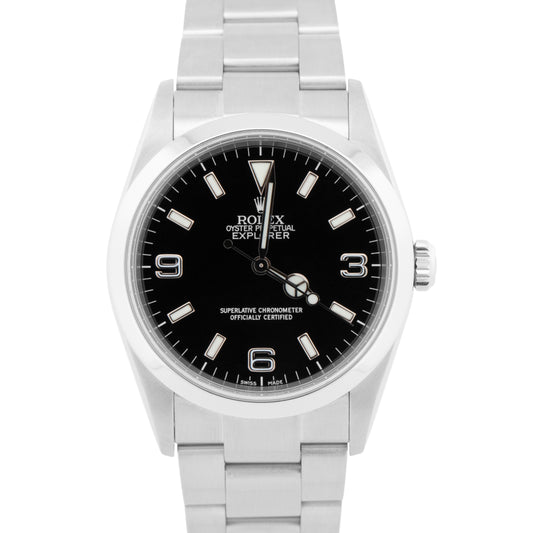 MINT Rolex Explorer I Black 36mm 3-6-9 Stainless Steel Automatic Watch 114270