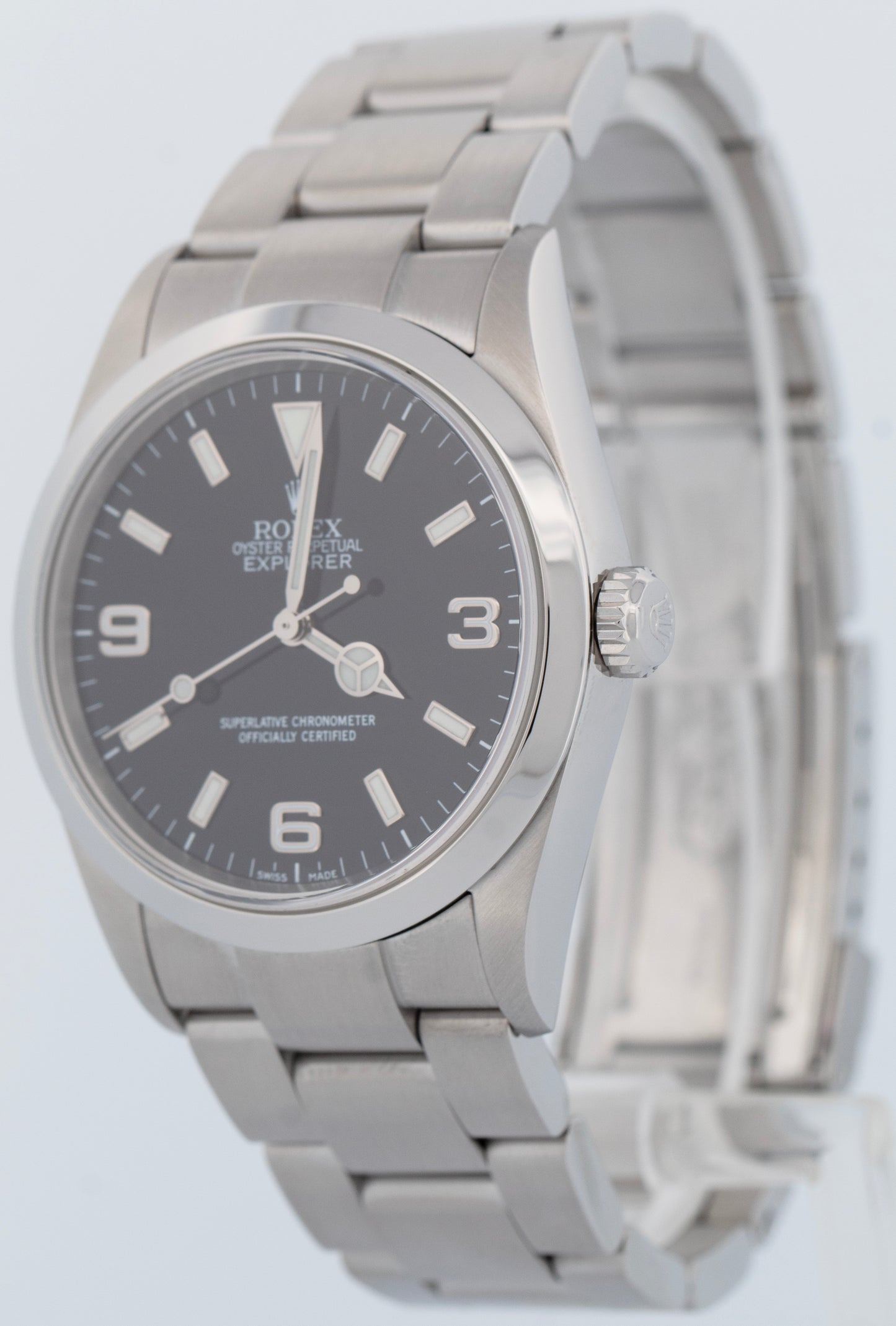 MINT Rolex Explorer I Black 36mm 3-6-9 Stainless Steel Automatic Watch 114270