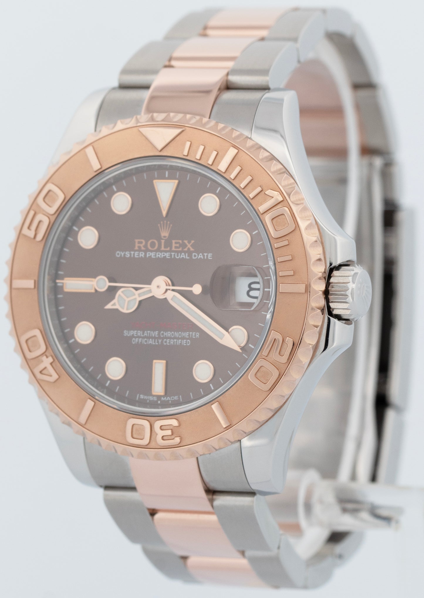 MINT 2023 Rolex Yacht-Master 37mm Two-Tone 18K Rose CHOCOLATE Brown Watch 268621
