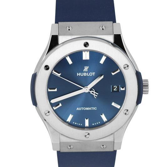 Hublot Classic Fusion Titanium Blue 45mm Rubber 511.NX.7170.RX Watch BOX