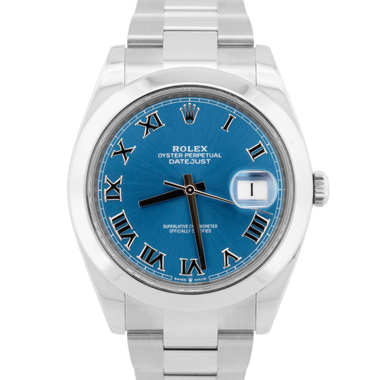 2022 NEW PAPERS Rolex DateJust 41 AZZURRO BLUE Steel Oyster 41mm 126300 BOX