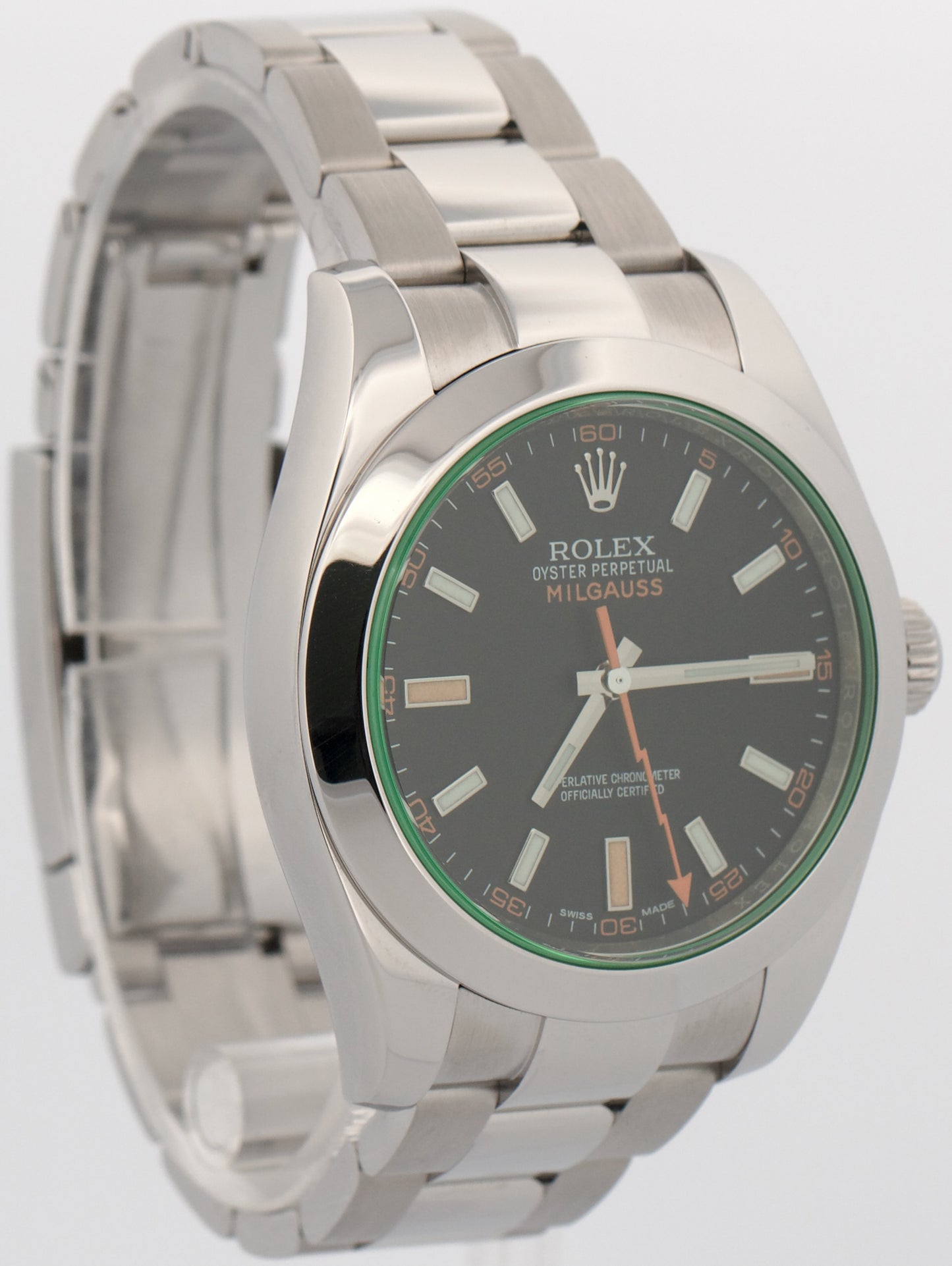 2016 PAPERS Rolex Milgauss BLACK Green 40mm Stainless Steel Oyster 116400 GV BOX