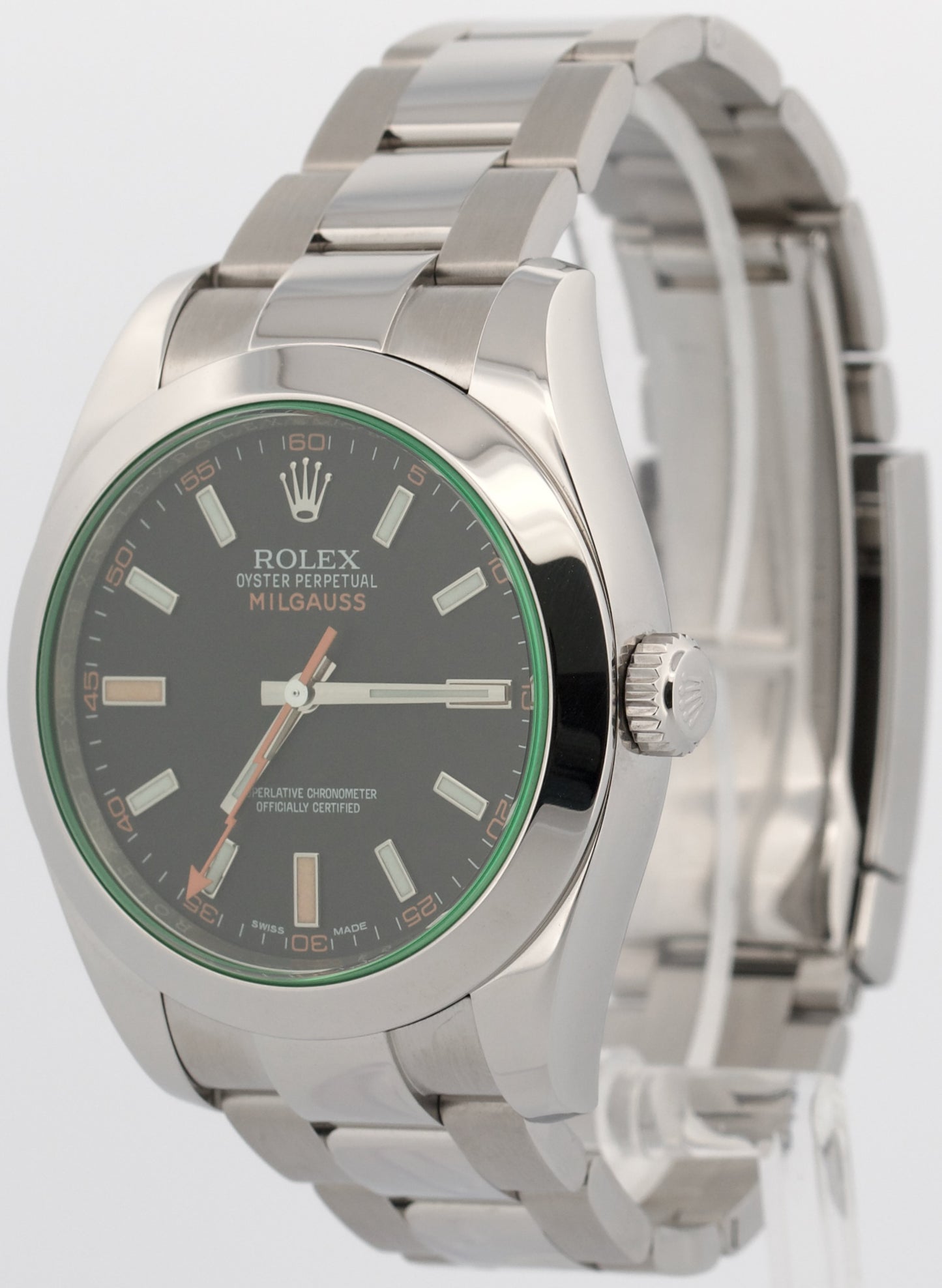 2016 PAPERS Rolex Milgauss BLACK Green 40mm Stainless Steel Oyster 116400 GV BOX