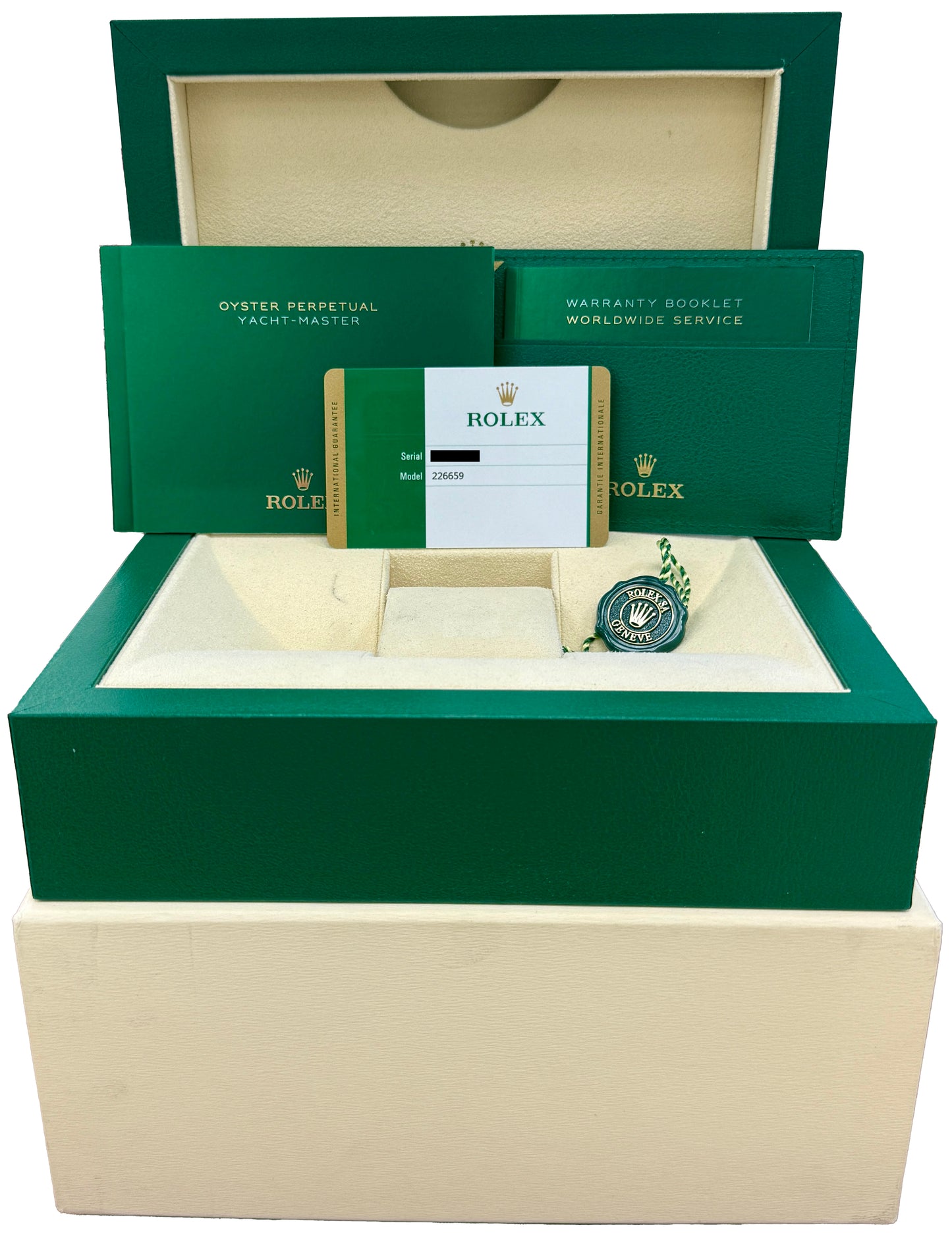 PAPERS Rolex Yacht-Master 18K White Gold Oysterflex Black 42mm Watch 226659 BOX