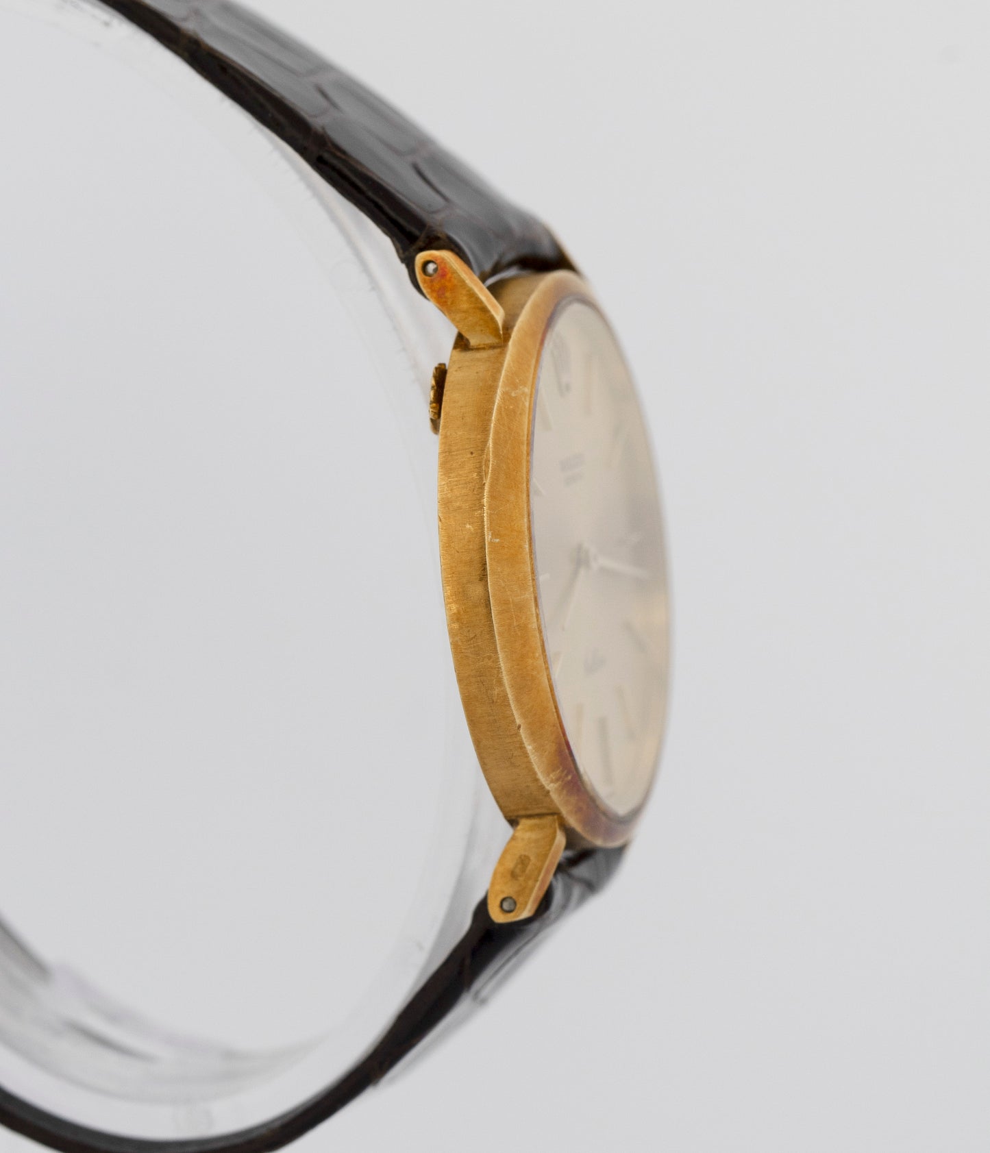 Rolex Cellini Champagne Bark 18K Yellow Gold Manual Leather 32mm Watch 3768