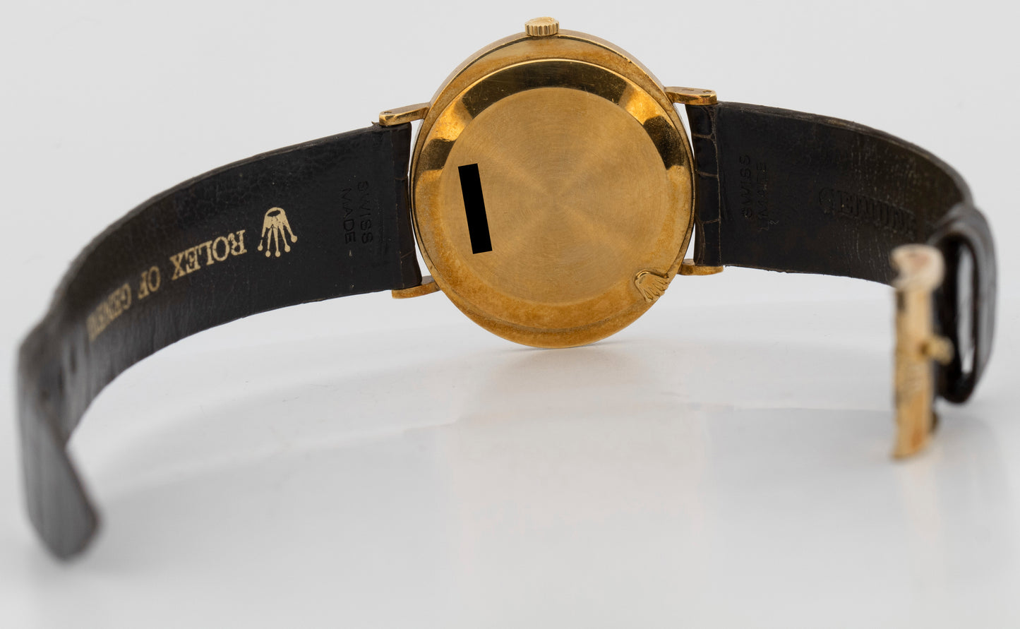 Rolex Cellini Champagne Bark 18K Yellow Gold Manual Leather 32mm Watch 3768