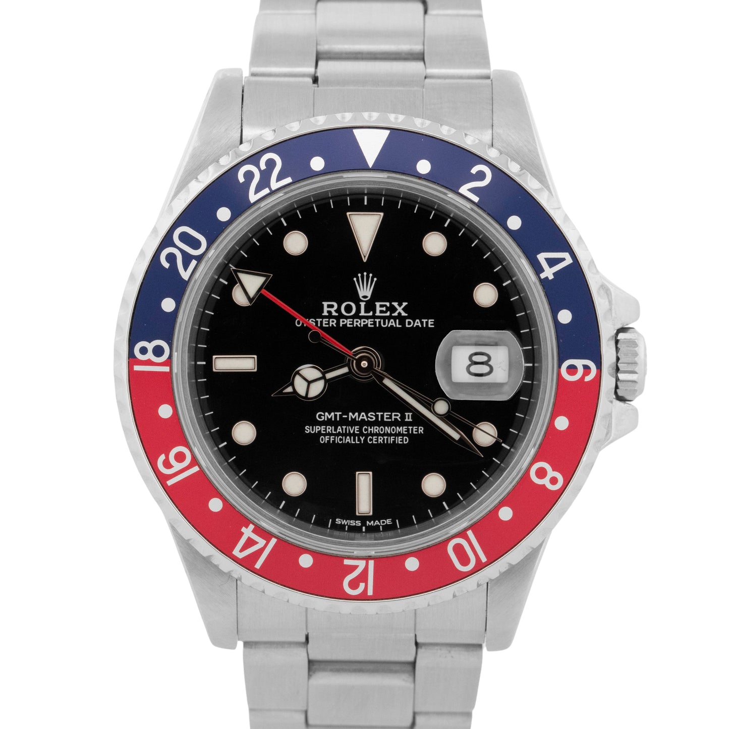 Rolex GMT-Master II 40mm PEPSI Red Blue Stainless Steel Oyster 16710 Watch