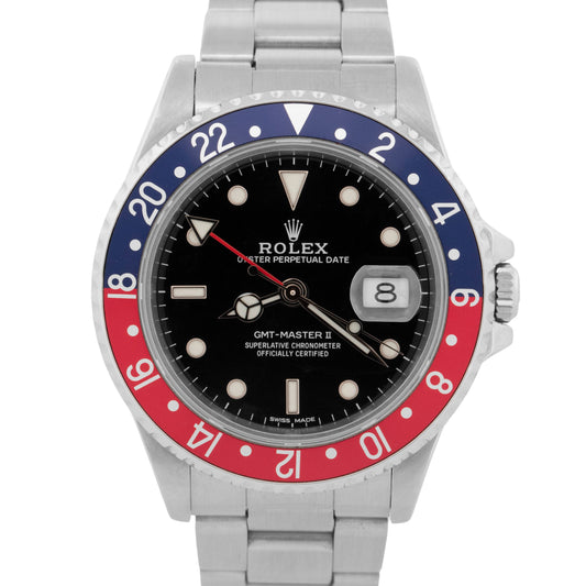 Rolex GMT-Master II 40mm PEPSI Red Blue Stainless Steel Oyster 16710 Watch