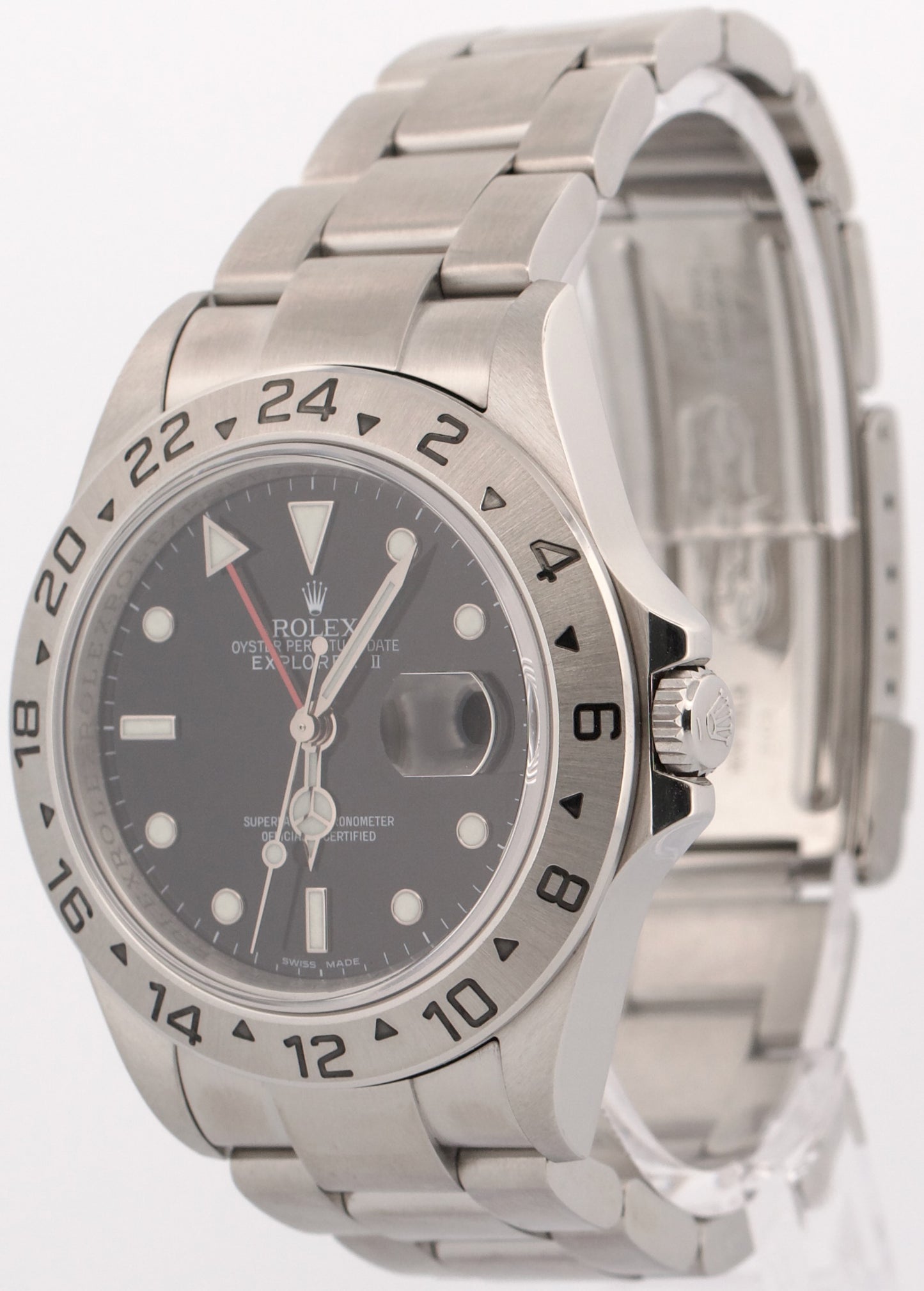 PAPERS Rolex Explorer II 40mm 3186 BLACK Red REHAUT Steel 16570 Watch BOX
