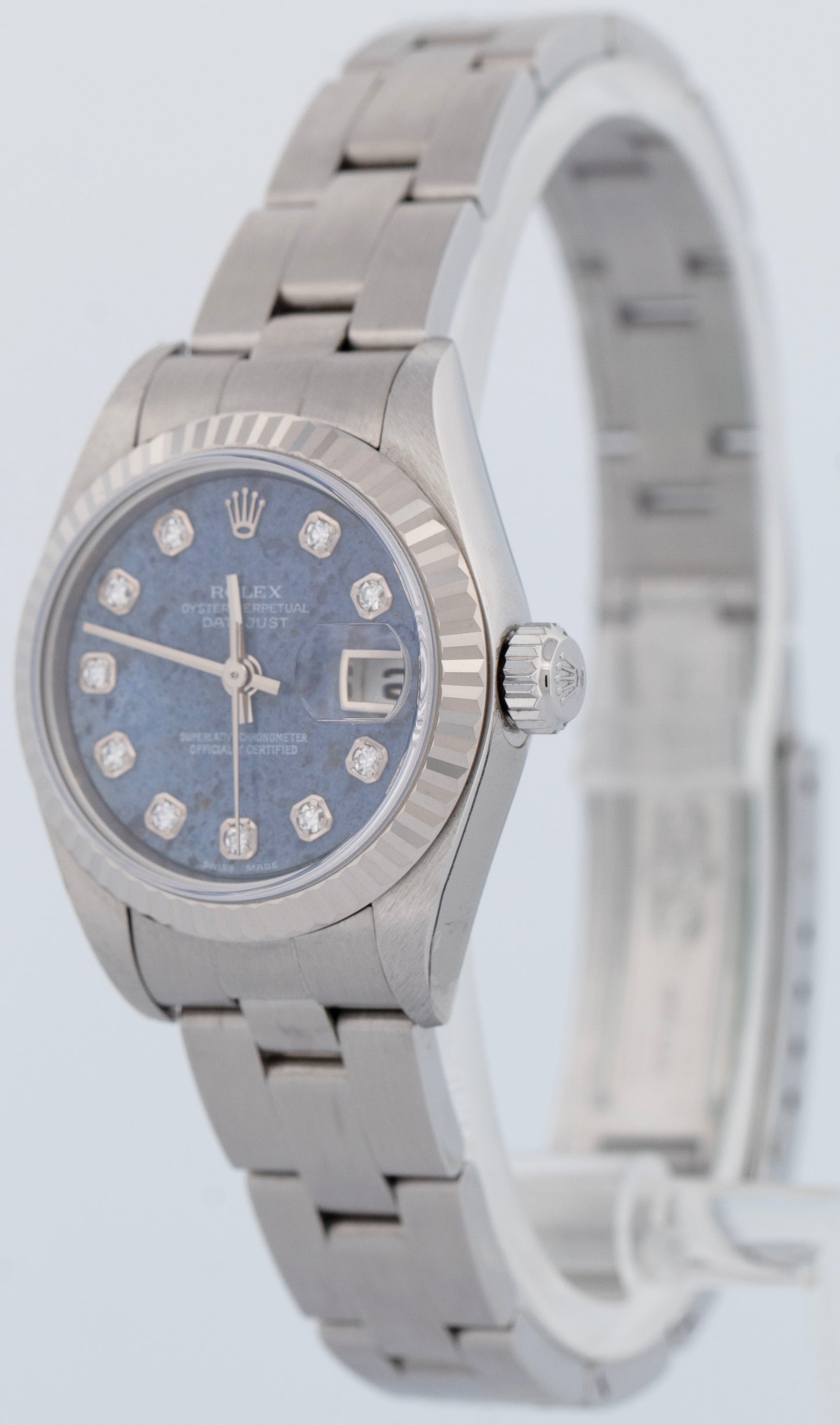 NOS STICKERED PAPERS Ladies Rolex DateJust 26mm SODALITE Dial Watch 79174 BOX