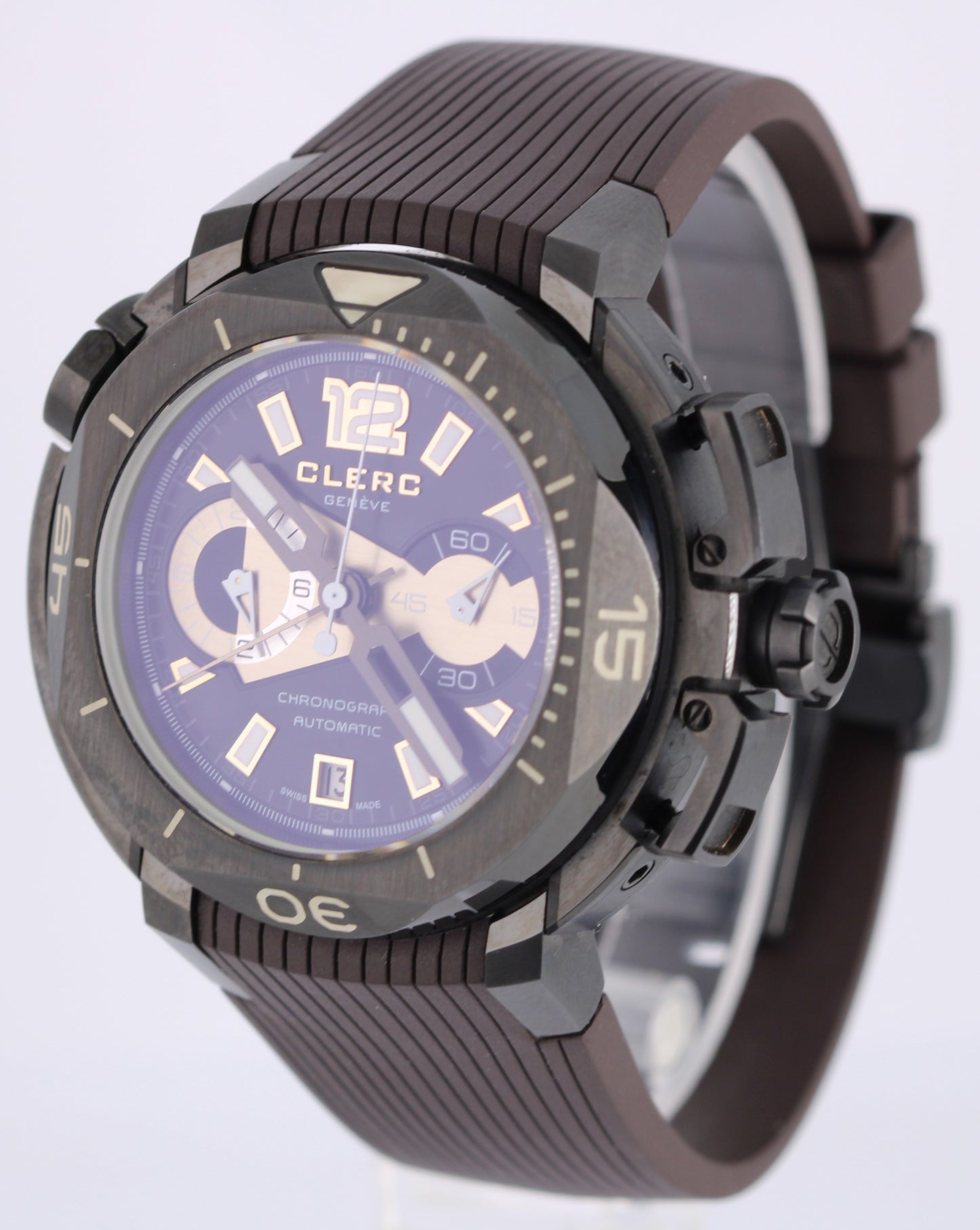 Clerc Geneve Hydroscaph Chronograph PAPERS Black DLC Steel 44mm CHY-2 Watch