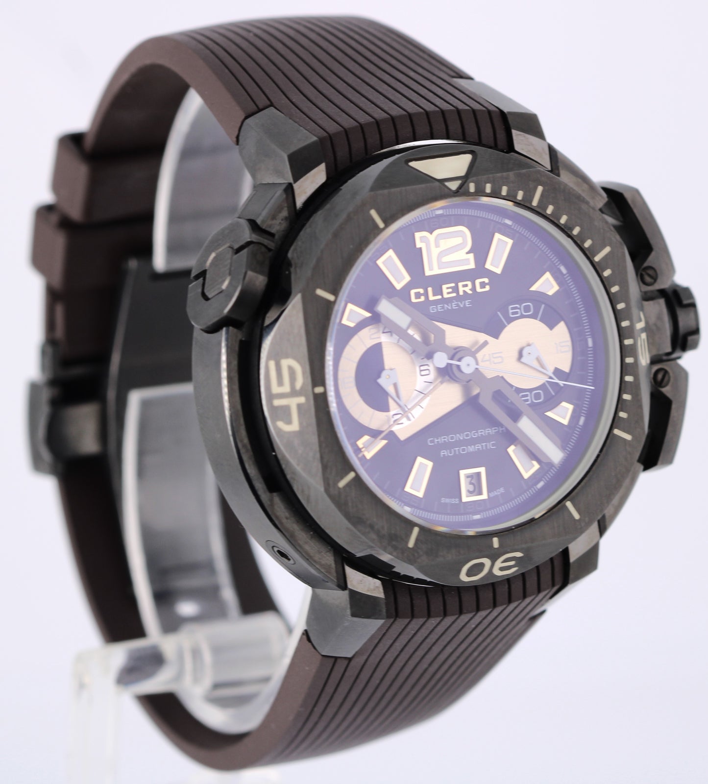 Clerc Geneve Hydroscaph Chronograph PAPERS Black DLC Steel 44mm CHY-2 Watch