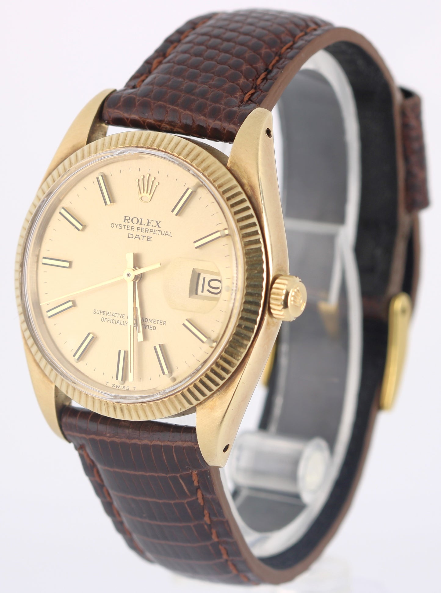 VINTAGE Rolex Oyster Perpetual Date 14K Yellow Gold Champagne 34mm 1503 Watch