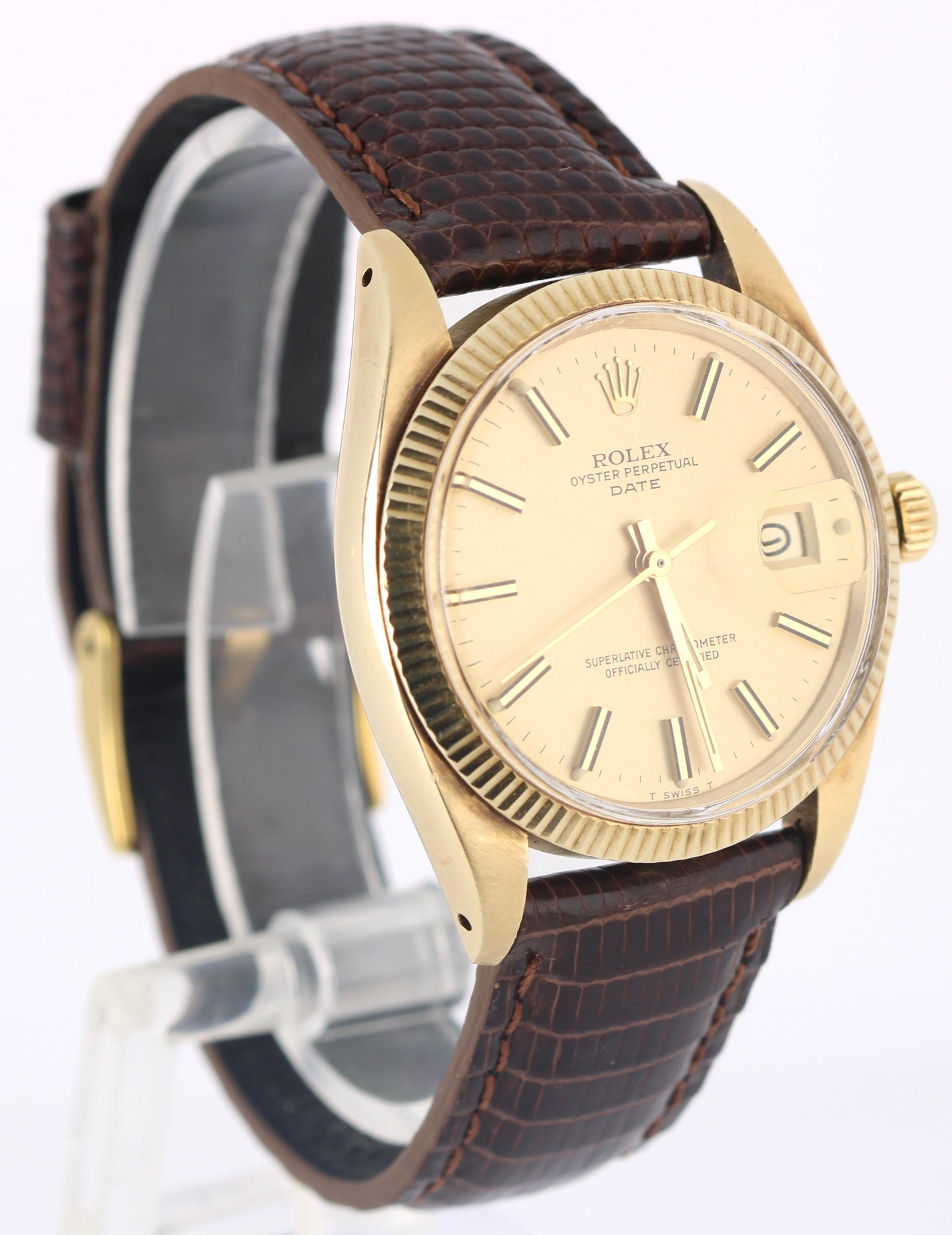 VINTAGE Rolex Oyster Perpetual Date 14K Yellow Gold Champagne 34mm 1503 Watch