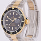 Rolex Submariner Date 40mm Black Two-Tone 18K Gold NO-HOLES Steel Watch 16613