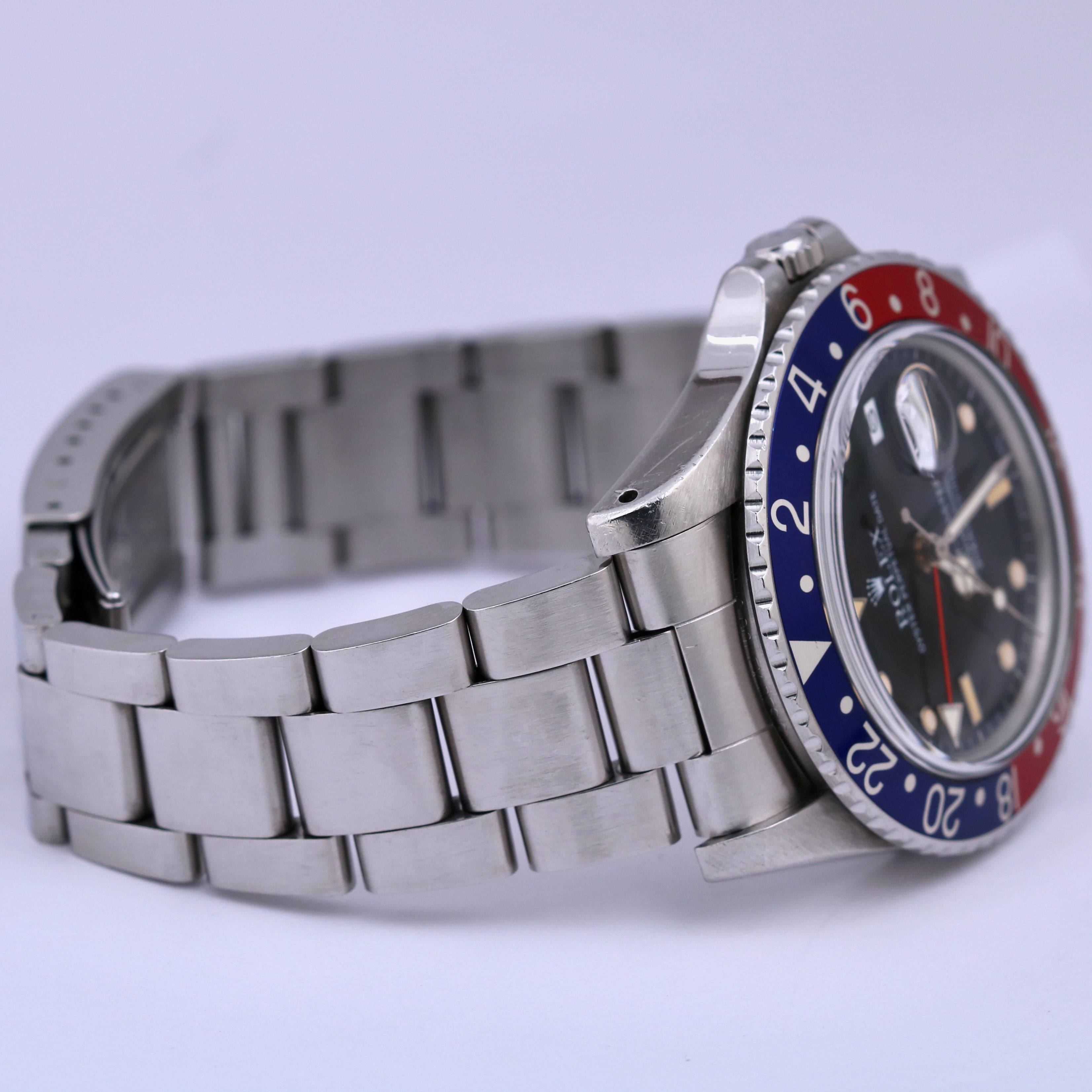 1988 Rolex GMT Master GLOSSY PATINA Blue Red PEPSI Stainless Steel