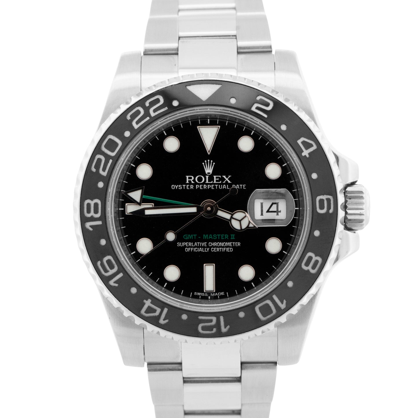 Rolex GMT-Master II Black Green Ceramic Stainless Steel 40mm Watch 116710 LN