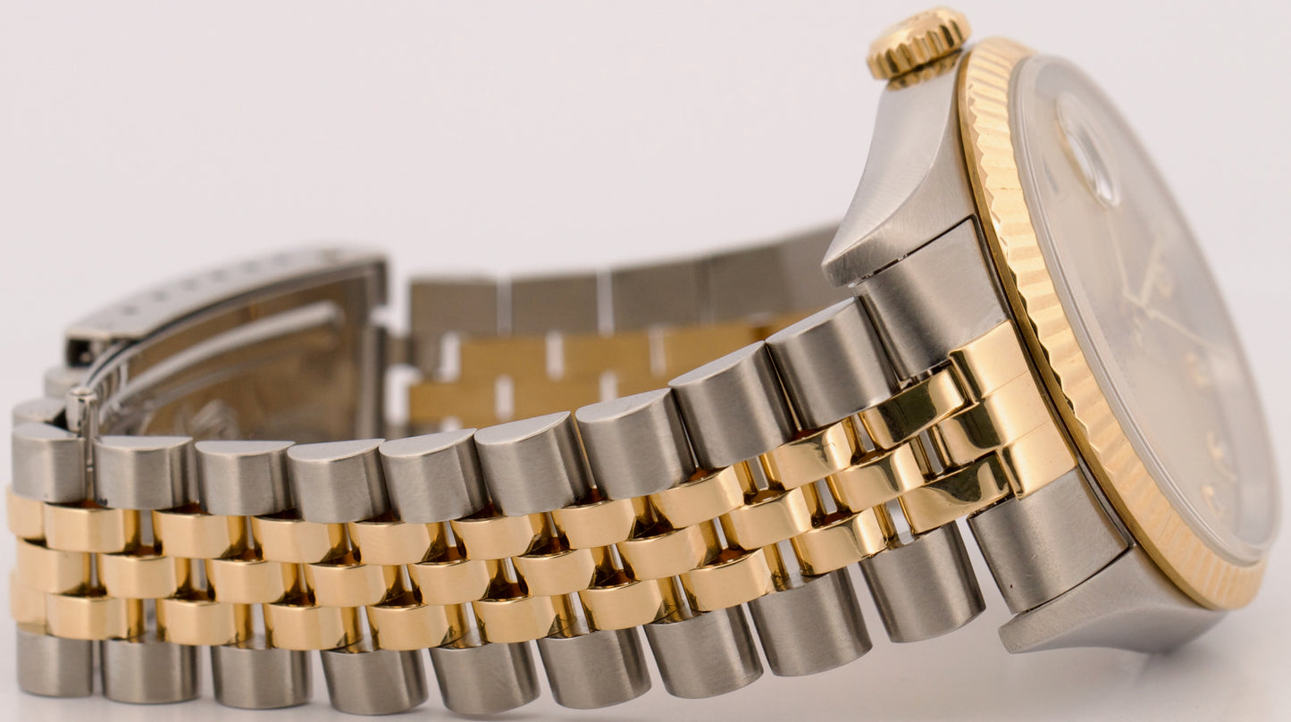 1995 Rolex DateJust 36mm CHAMPAGNE DIAMOND 18K Gold NO-HOLES Steel JUBILEE 16233