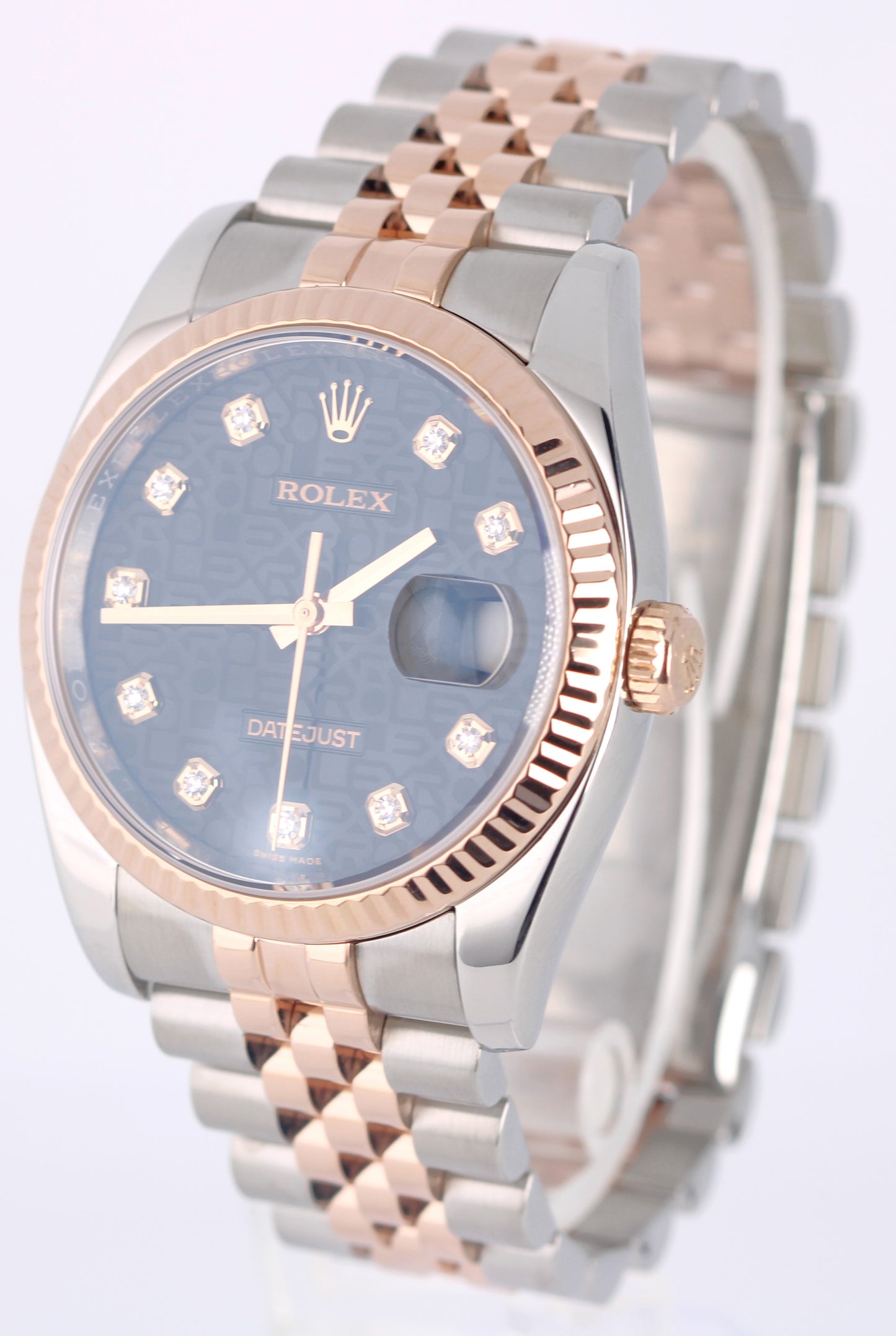 2016 PAPERS Rolex Datejust Two-Tone Gold Black Jubilee DIAMOND 36mm 116231 BOX