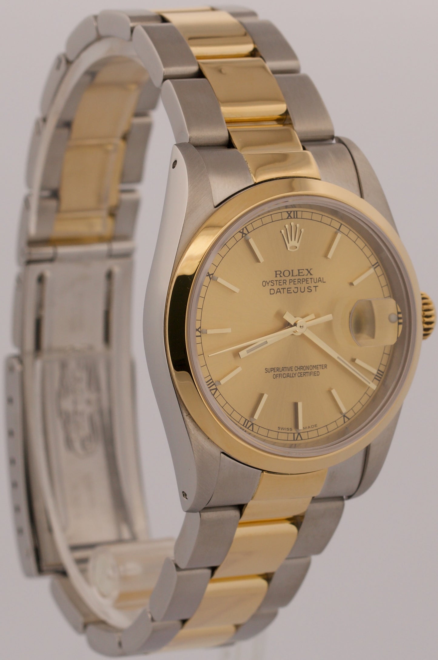 1989 Rolex DateJust 36mm CHAMPAGNE Two-Tone 18K Yellow Gold Steel Watch 16203