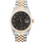 Rolex DateJust 36mm BLACK Jubilee 18K Yellow Gold JUBILEE Steel 16233 Watch