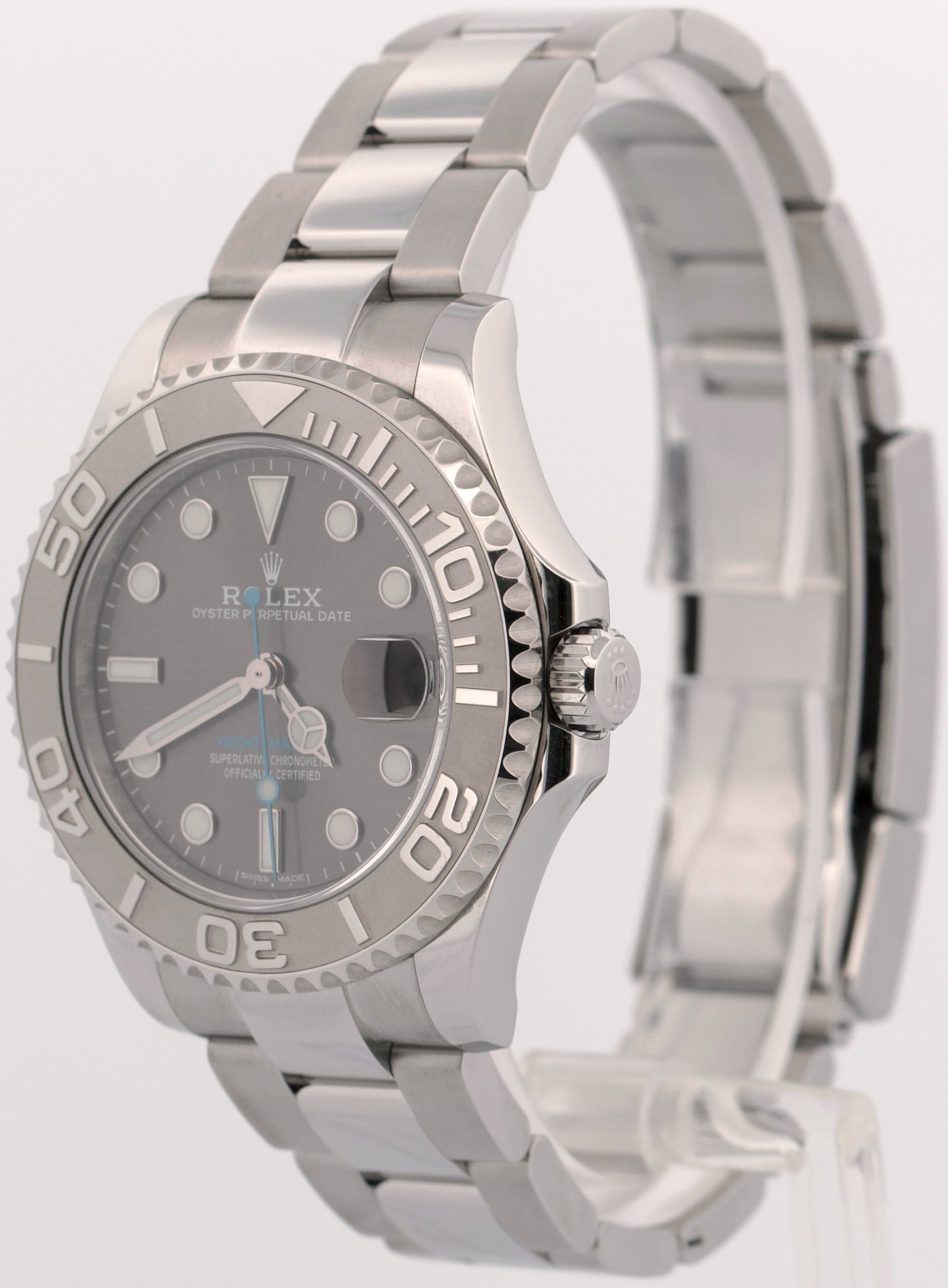 2017 PAPERS Rolex Yacht-Master RHODIUM Blue 37mm 950 Platinum Steel 268622 BOX