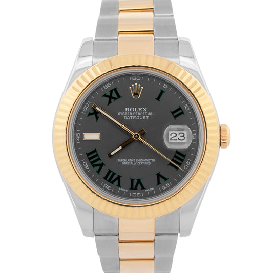 Rolex Datejust II WIMBLEDON Rhodium Roman 18K Gold Steel OYSTER 41mm 116333