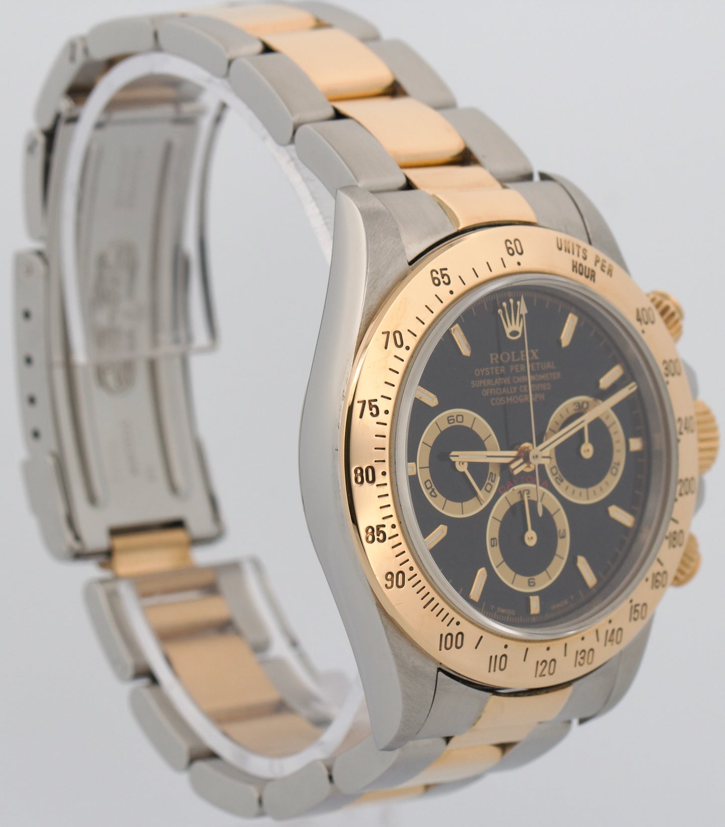 Rolex Daytona Cosmograph ZENITH Black Two-Tone 18K Yellow Gold Steel Watch 16523