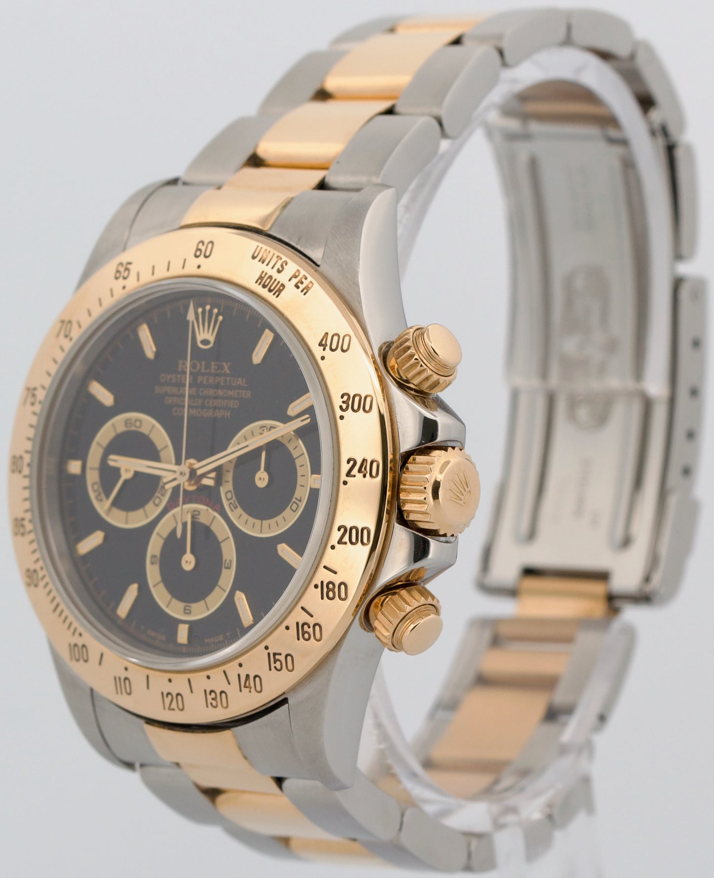 Rolex Daytona Cosmograph ZENITH Black Two-Tone 18K Yellow Gold Steel Watch 16523