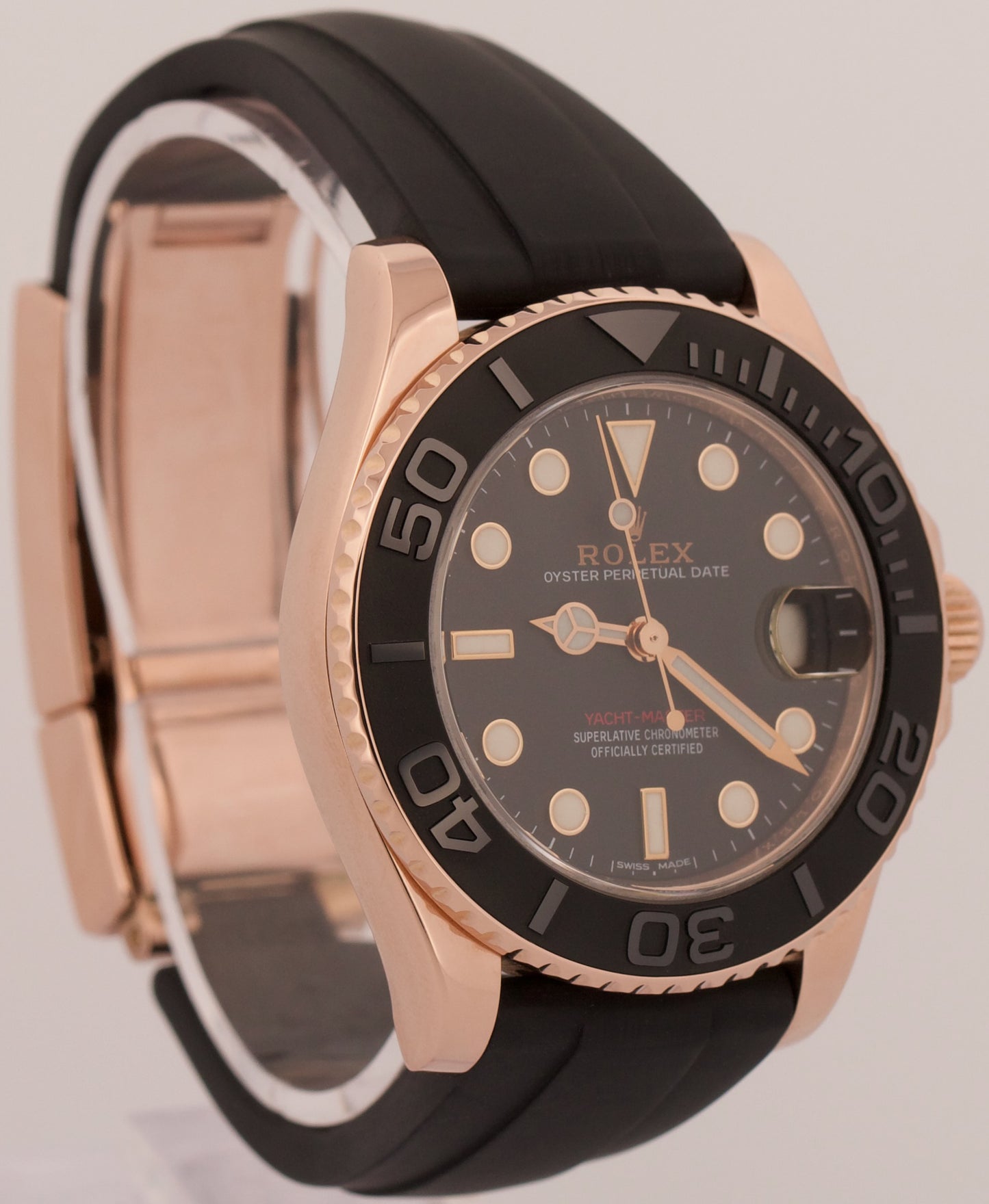 Rolex Yacht-Master BLACK 18K Rose Gold OYSTERFLEX Rubber 37mm 268655 YM1 Watch