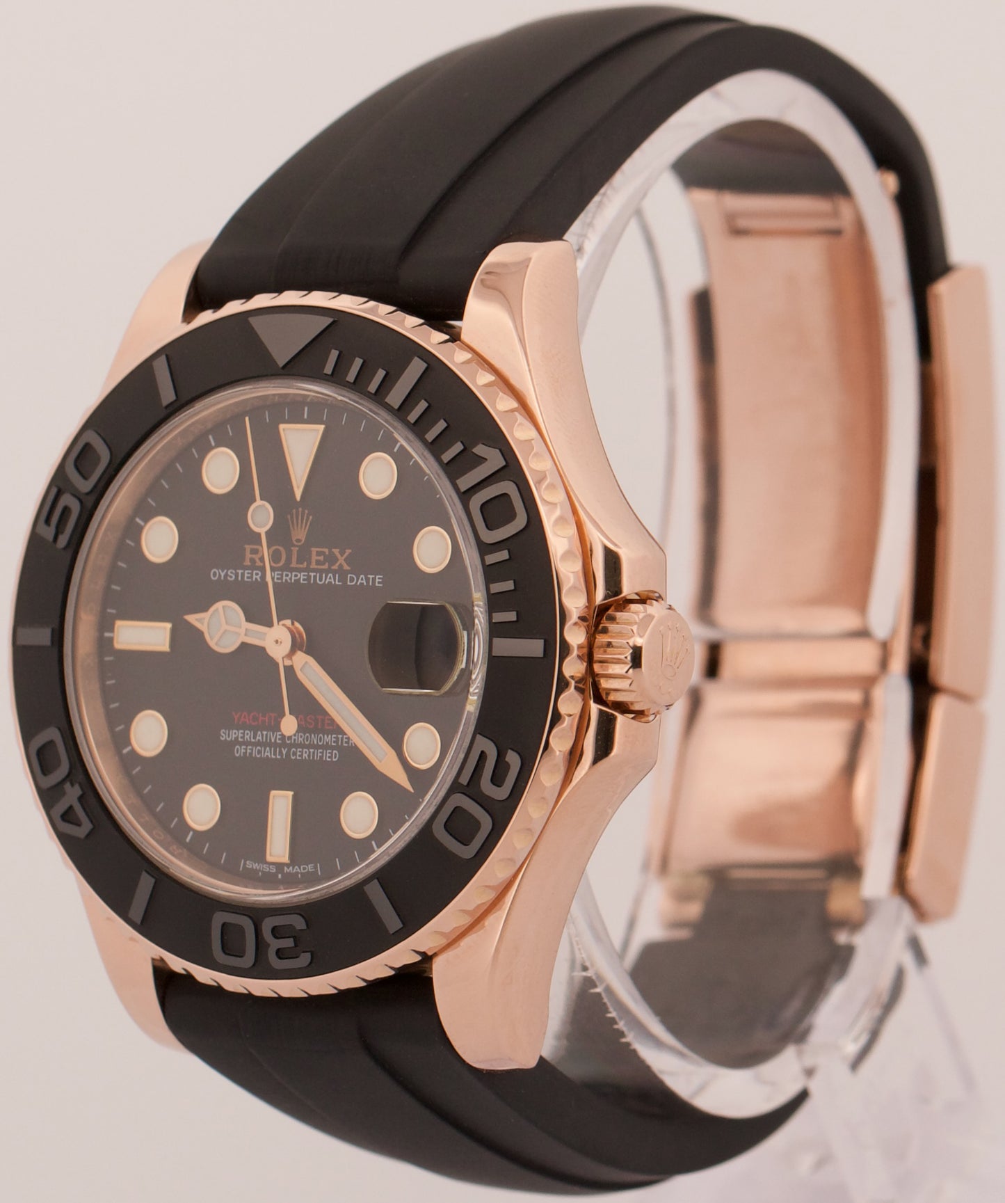Rolex Yacht-Master BLACK 18K Rose Gold OYSTERFLEX Rubber 37mm 268655 YM1 Watch