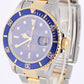 VINTAGE Rolex Submariner Date Two-Tone 18K Gold Steel Blue 40mm 16803 Watch