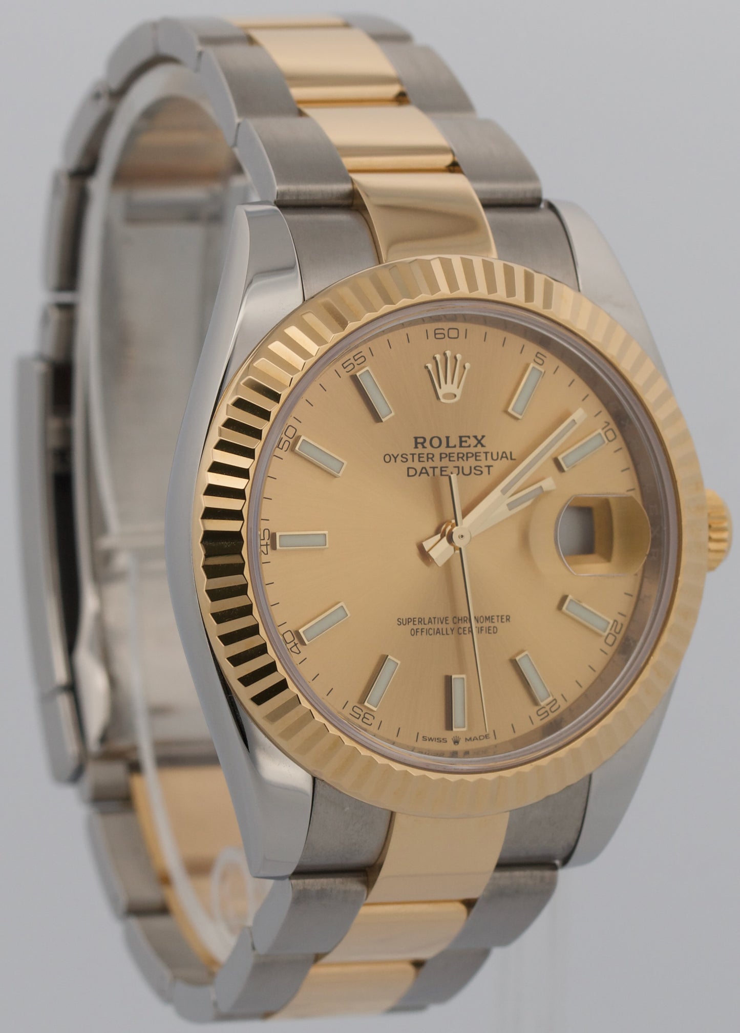 2024 PAPERS Rolex DateJust 41 CHAMPAGNE 18K Gold Steel OYSTER 41mm 126333 BOX