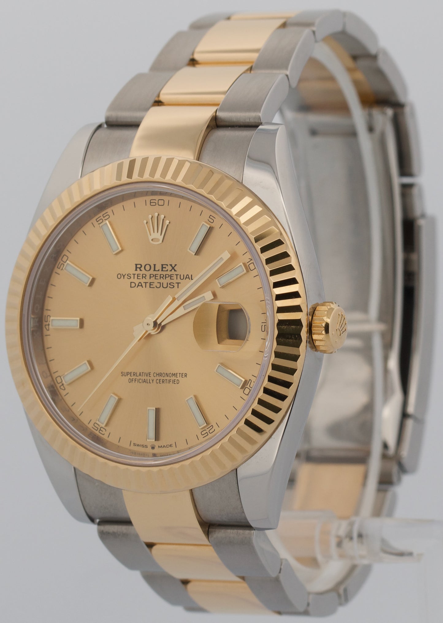2024 PAPERS Rolex DateJust 41 CHAMPAGNE 18K Gold Steel OYSTER 41mm 126333 BOX