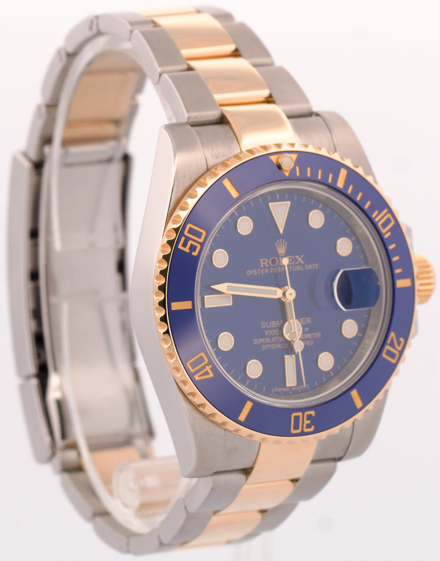Rolex Submariner Date 18K Yellow Gold Steel BLUE Ceramic 40mm 116613 LB BOX