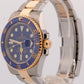 Rolex Submariner Date 18K Yellow Gold Steel BLUE Ceramic 40mm 116613 LB BOX