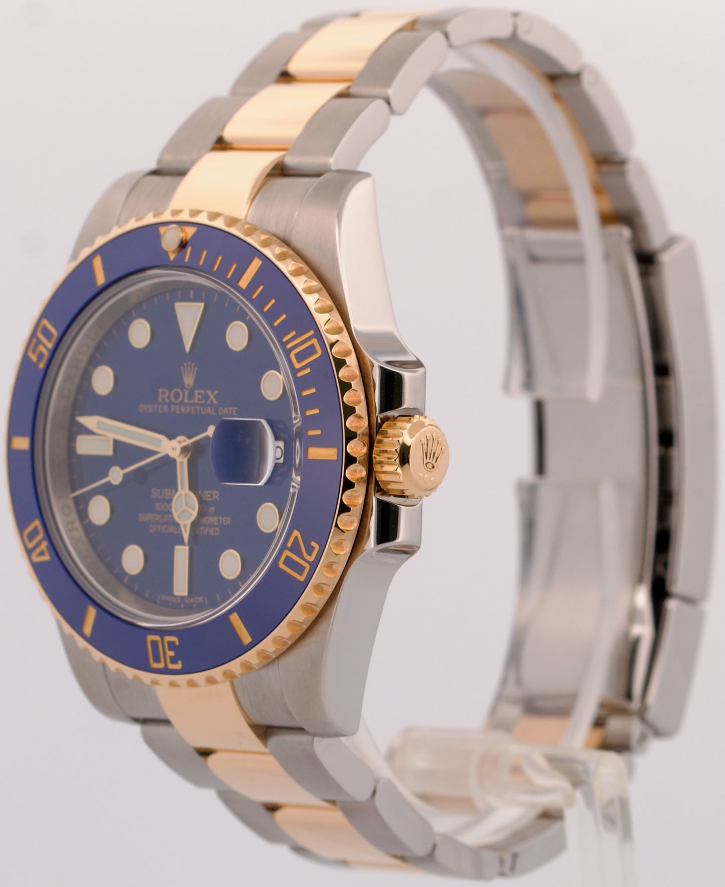 Rolex Submariner Date 18K Yellow Gold Steel BLUE Ceramic 40mm 116613 LB BOX